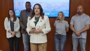 Midland officials spoke briefly at a press conference